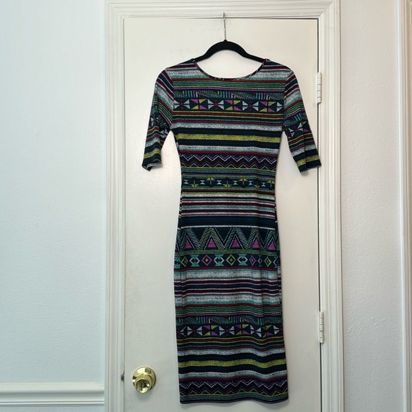 Multicolor Form Fitting Y2K Xhilaration Midi Dress Size XS - Picture 1 of 6